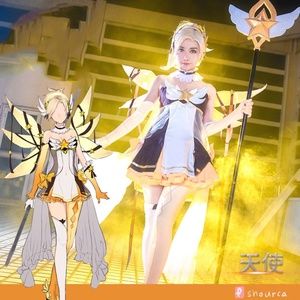 Mercy Overwatch Magical Girl Cosplay Wig Included